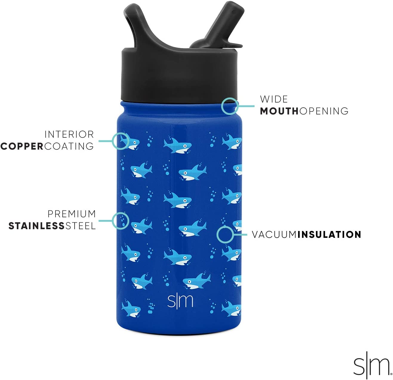 Simple Modern - Botella de agua para niños con tapa de popote, vaso  reutilizable de acero inoxidable aislado para niños pequeños, colección  Summit